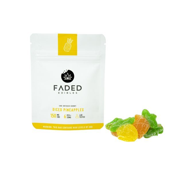 Faded Edibles – CBD 150mg Diced Pineapples | CannaBudget Canada