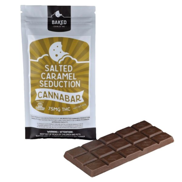 Baked Edibles – Chocolate Bar – Salted Caramel Seduction 75mg THC | CannaBudget Canada