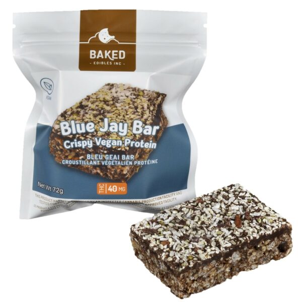 Baked Edibles – Crispy Vegan Blue Jay Bar 40mg THC | CannaBudget Canada