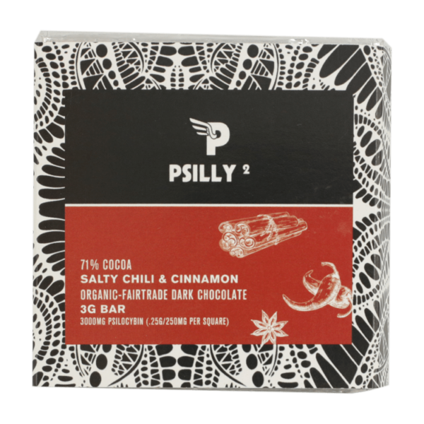 Psilly – Dark Chocolate Bar – Salty Chili & Cinnamon | CannaBudget Canada