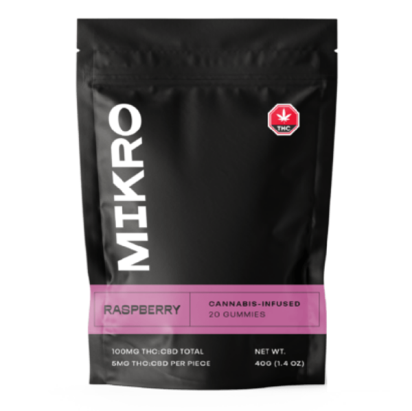 Mikro – 1:1 THC/CBD Gummies – 100mg – Raspberry | CannaBudget Canada