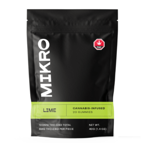 Mikro – 1:1 THC/CBD Gummies – 100mg – Lime | CannaBudget Canada