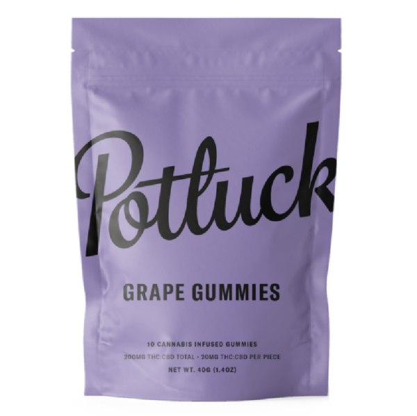 Potluck Extracts – Grape Gummies (1:1) – 100mg THC / 100mg CBD | CannaBudget Canada