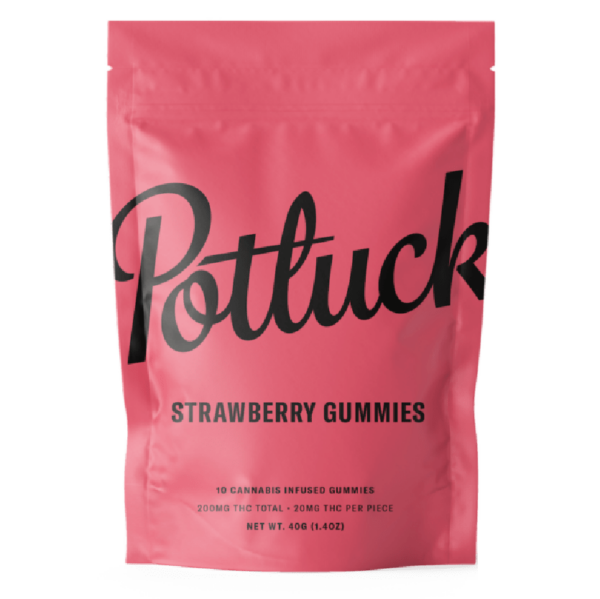 Potluck Extracts – Strawberry Gummies – 200mg THC | CannaBudget Canada