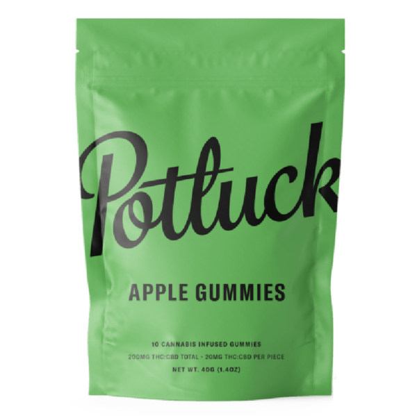 Potluck Extracts – Apple Gummies (1:1) – 100mg THC / 100mg CBD | CannaBudget Canada
